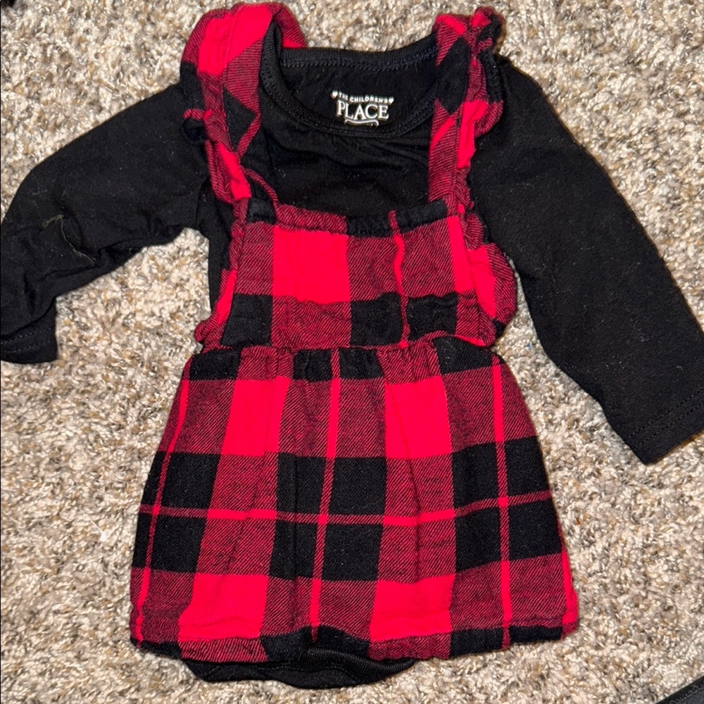 The Children's Place Red and Black Plaid Baby Dress